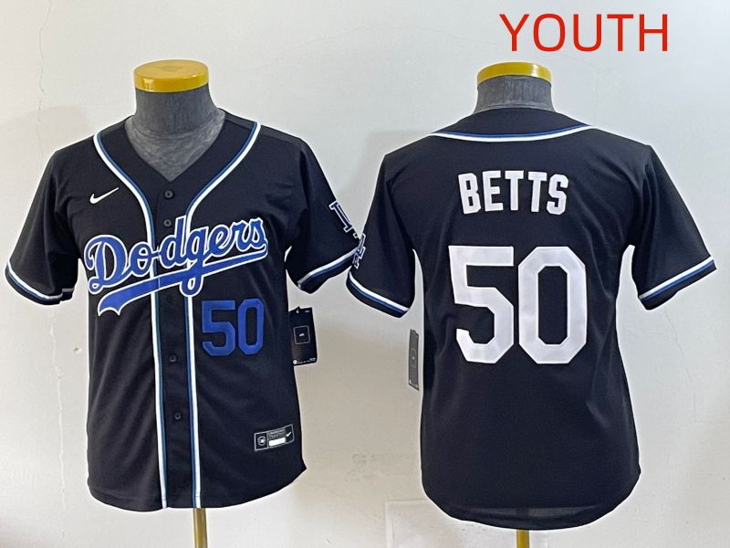 Youth 2025 Los Angeles Dodgers 50 Betts Black Three generations Fashion Nike MLB Jersey style 5